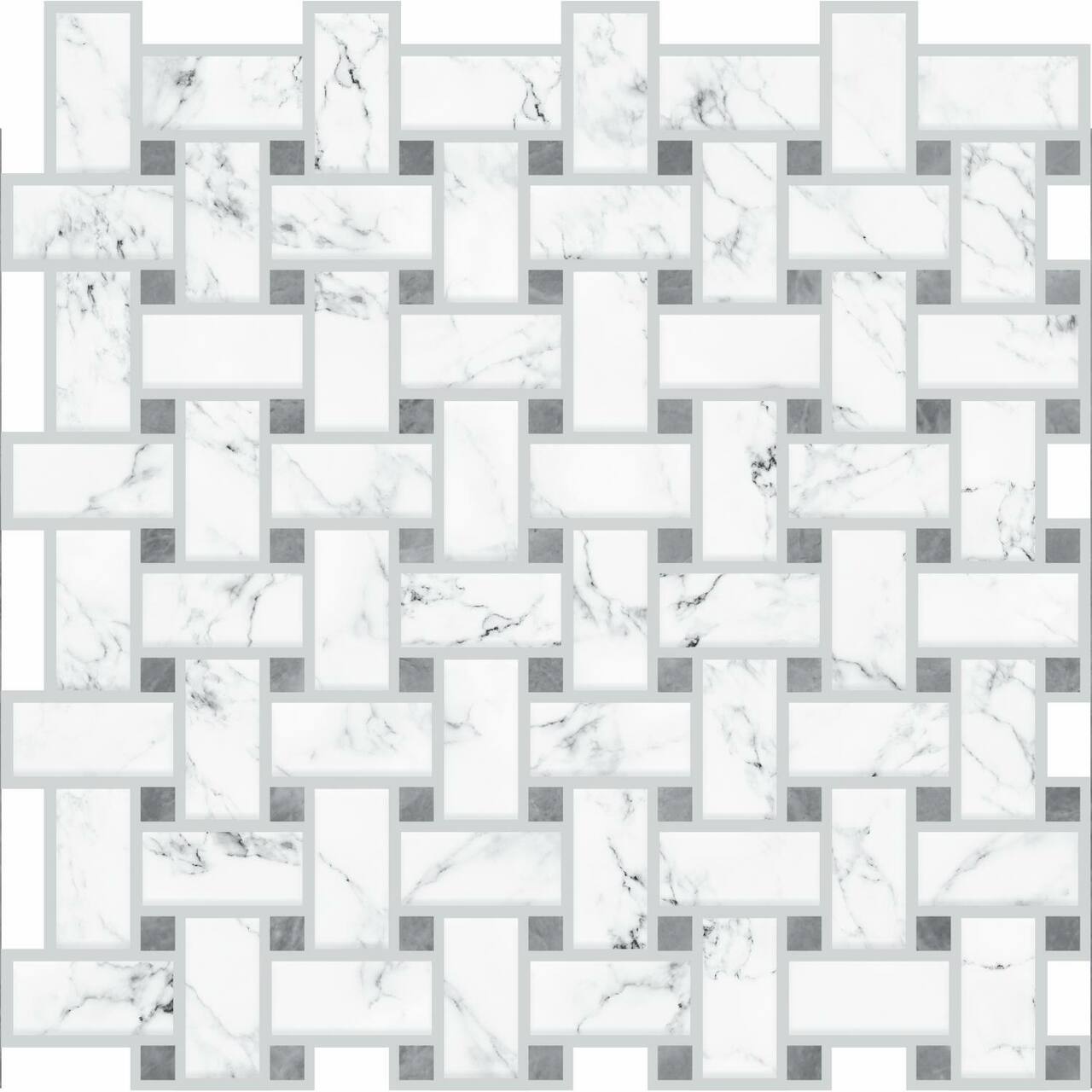 RoomMates Basketweave Carrara Marble Peel & Stick Backsplash StickTiles®